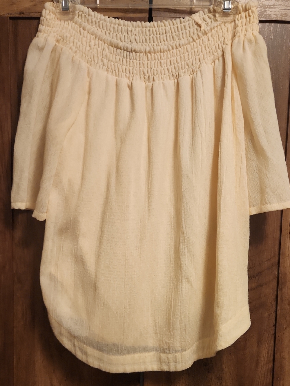 Sharagano Light Yellow Off-Shoulder Blouse/Tunic